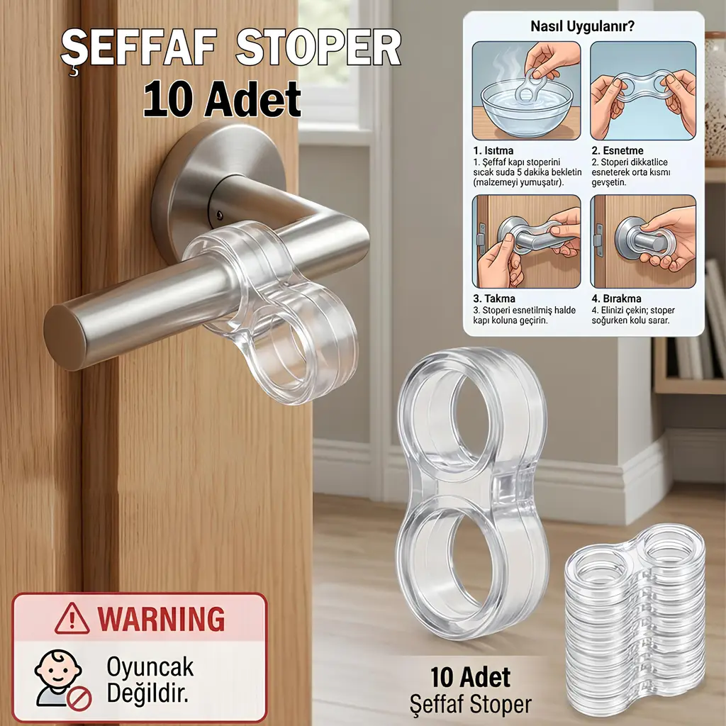 Şeffaf Silikon Plastik Kapı Kolu Pencere Tutucu Tutacağı Duvar Koruyucu Tamponu Stoperi
