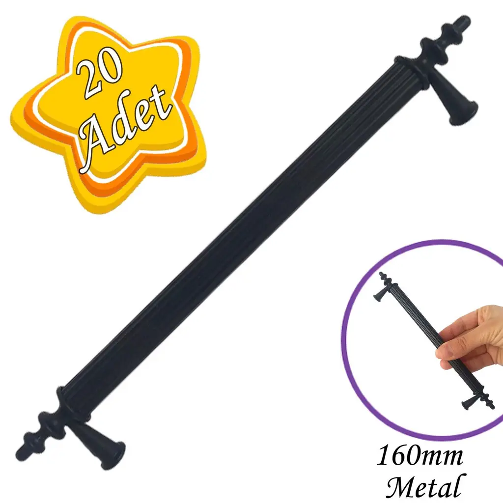 20 Adet Erciyes kulp Siyah 160 mm Kulp Mobilya Mutfak Dolabı Çekmece Dolap Kapak Kulpu Kulbu Metal Kulpları