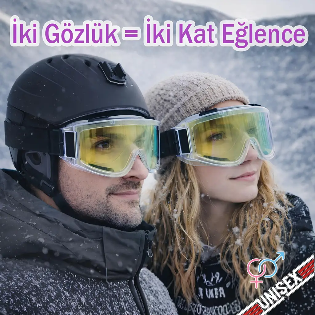 2 Adet Kayak Gözlüğü Aynasız Gökkuşağı Ventilli Güneş Kar Koruyucu Gözlük UV Korumalı Snowboard Glasses Gözlük