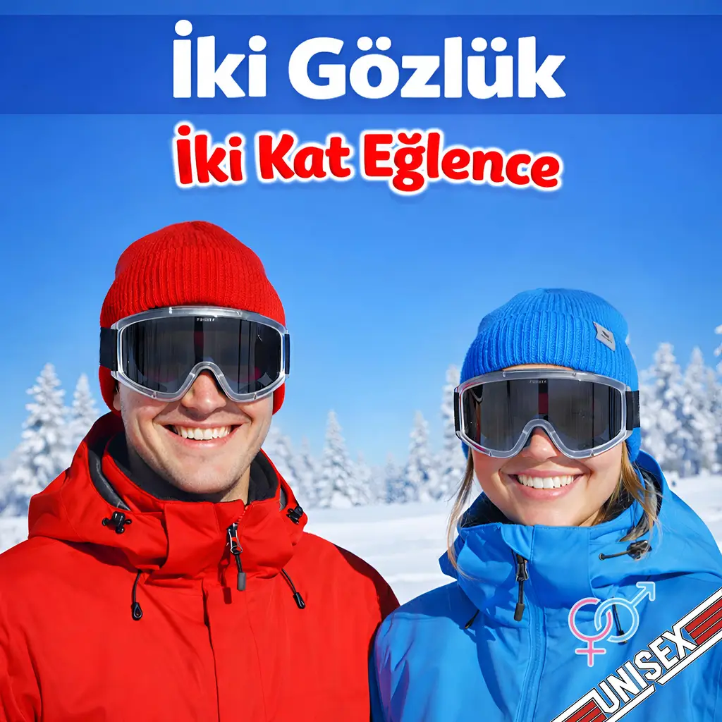 2 Adet Kayak Gözlüğü Füme Ventilli Güneş Kar Koruyucu Gözlük UV Korumalı Snowboard Glasses Gözlük