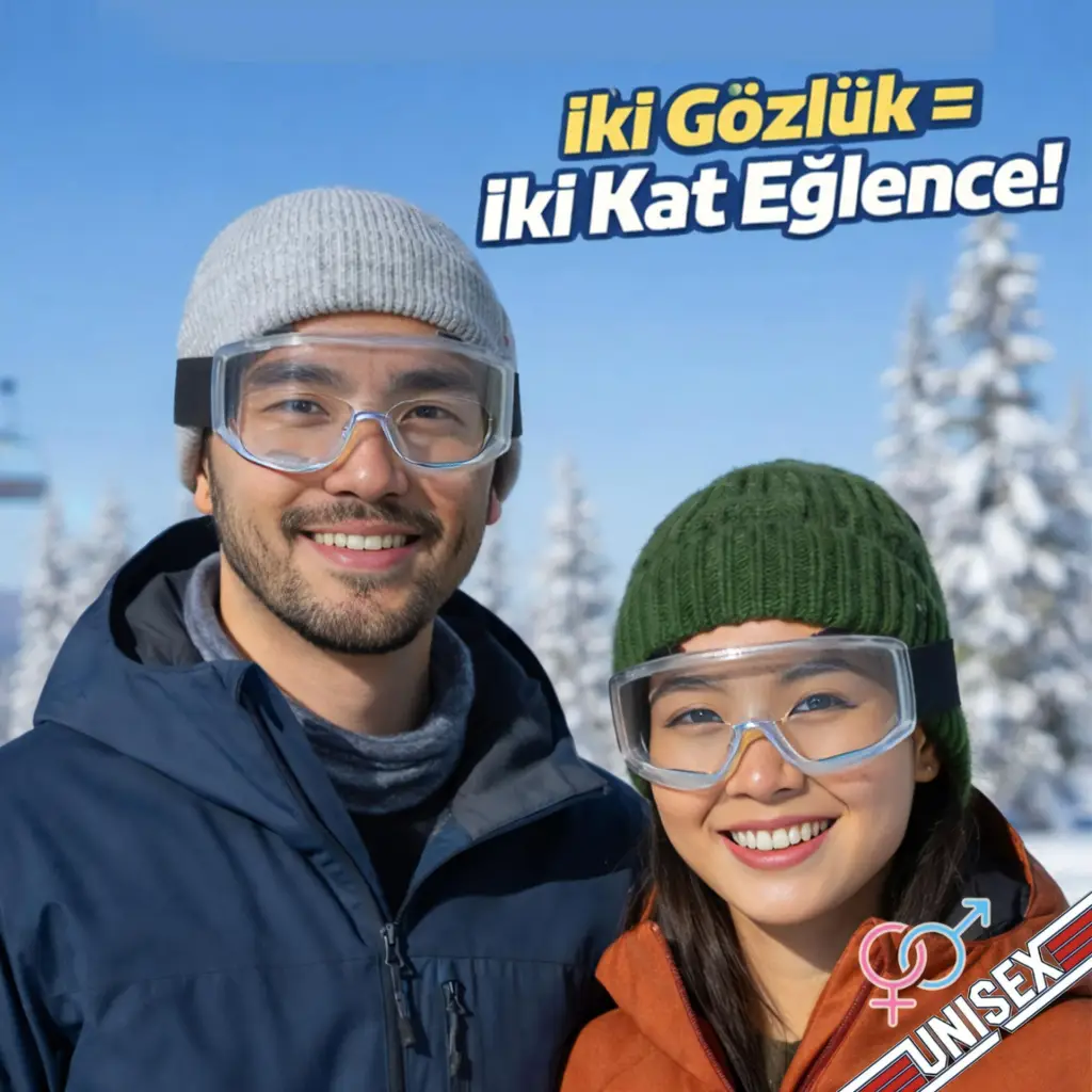 2 Adet Kayak Gözlüğü Şeffaf Ventilli Güneş Kar Koruyucu Gözlük UV Korumalı Snowboard Glasses Gözlük