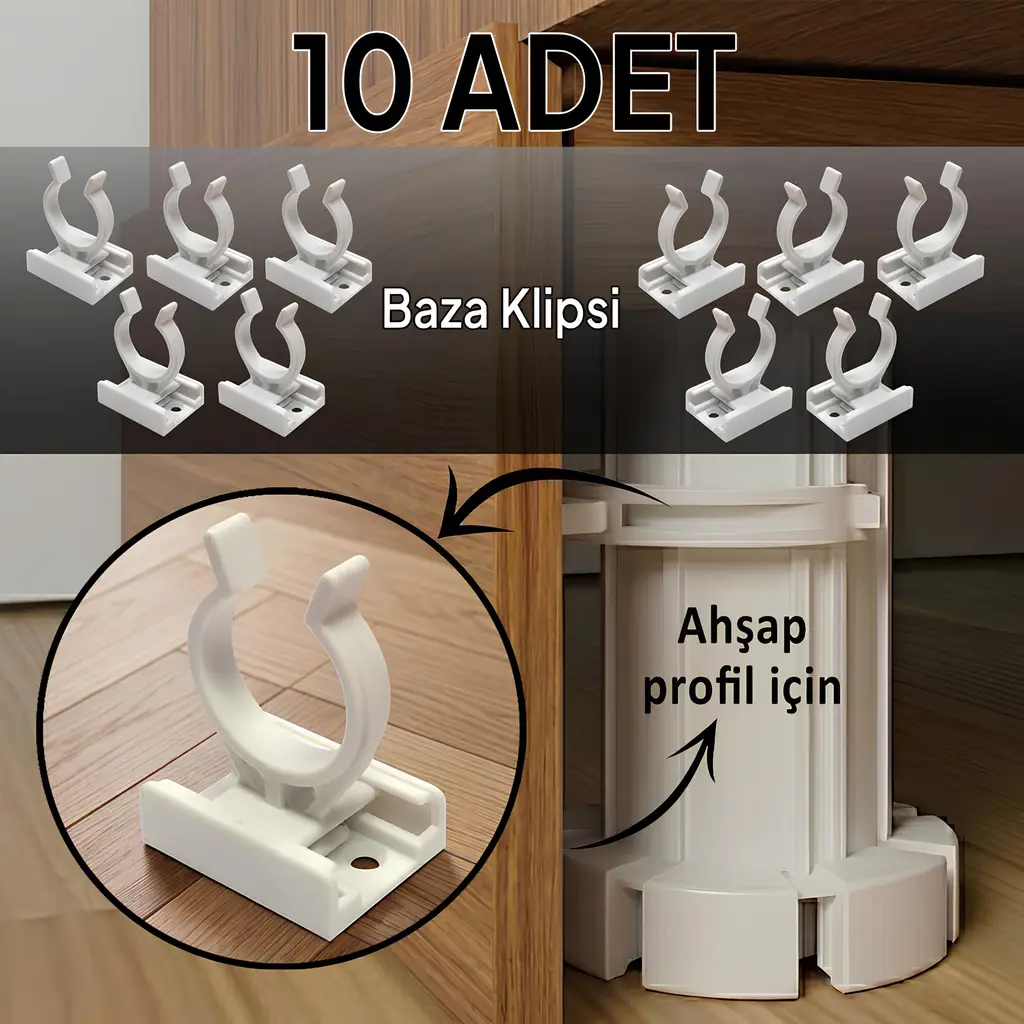 10 Adet Ahşap Baza Klipsi Mutfak Dolap Tezgah Alt Kısım Kapatma Klips Mobilya Ayak Tutucu Toka