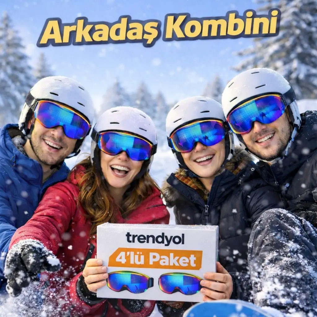4 Adet Kayak Gözlüğü Aynalı Gökkuşağı Değiştirebilir Camlı Antifog Gözlük Kar Koruyucu Gözlük UV Korumalı Snowboard Glasses 