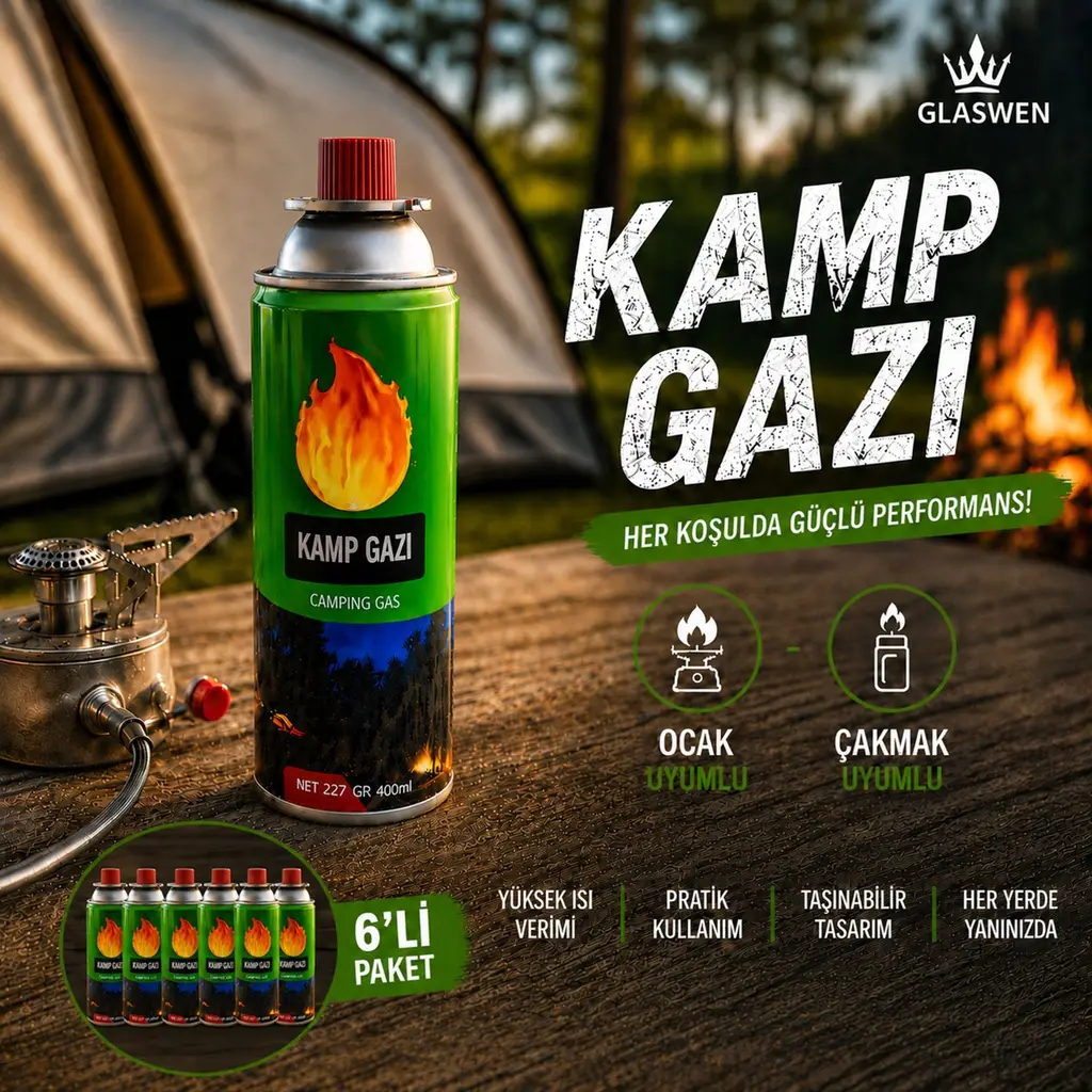 6 Adet Kamp Gazı Gaz Tüpü Portatif Ocak Kartuşu Tek kullanımlık Pürmüz 400 ml 227 gr 