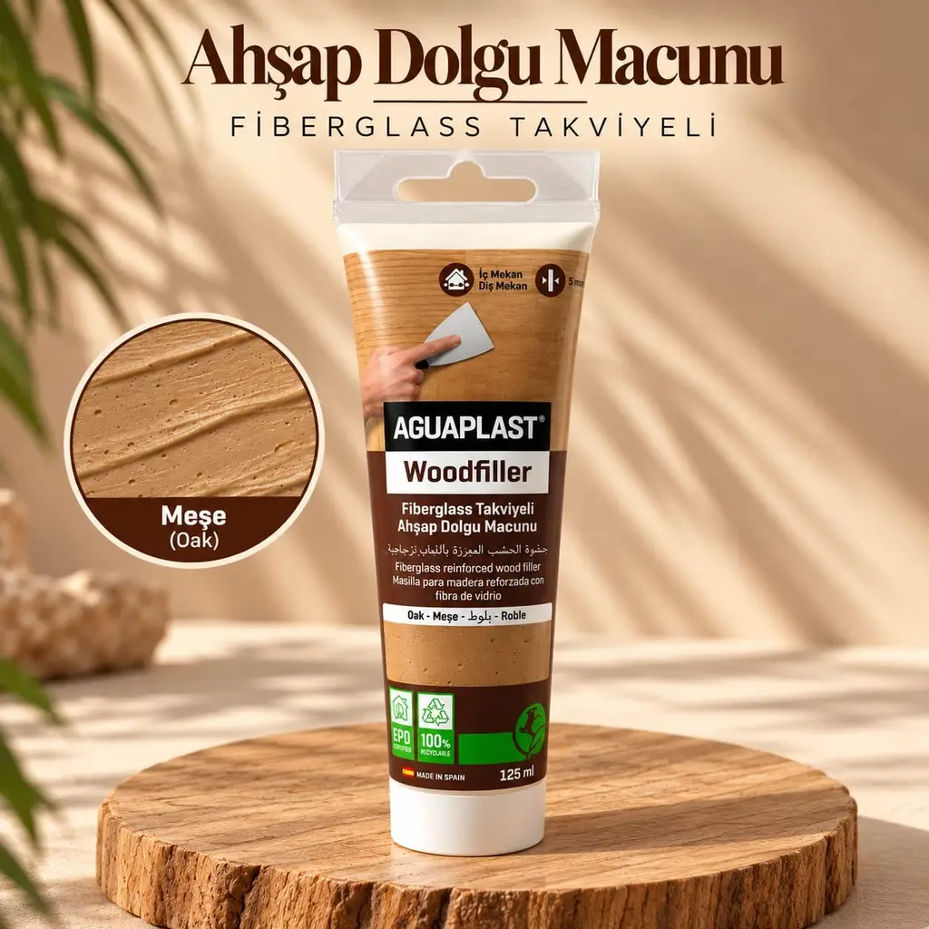 Ahşap Tamir Macunu MEŞE Parke Mobilya Masa Dolgu Çatlak Çizik Giderici Fiberglas 125 ML