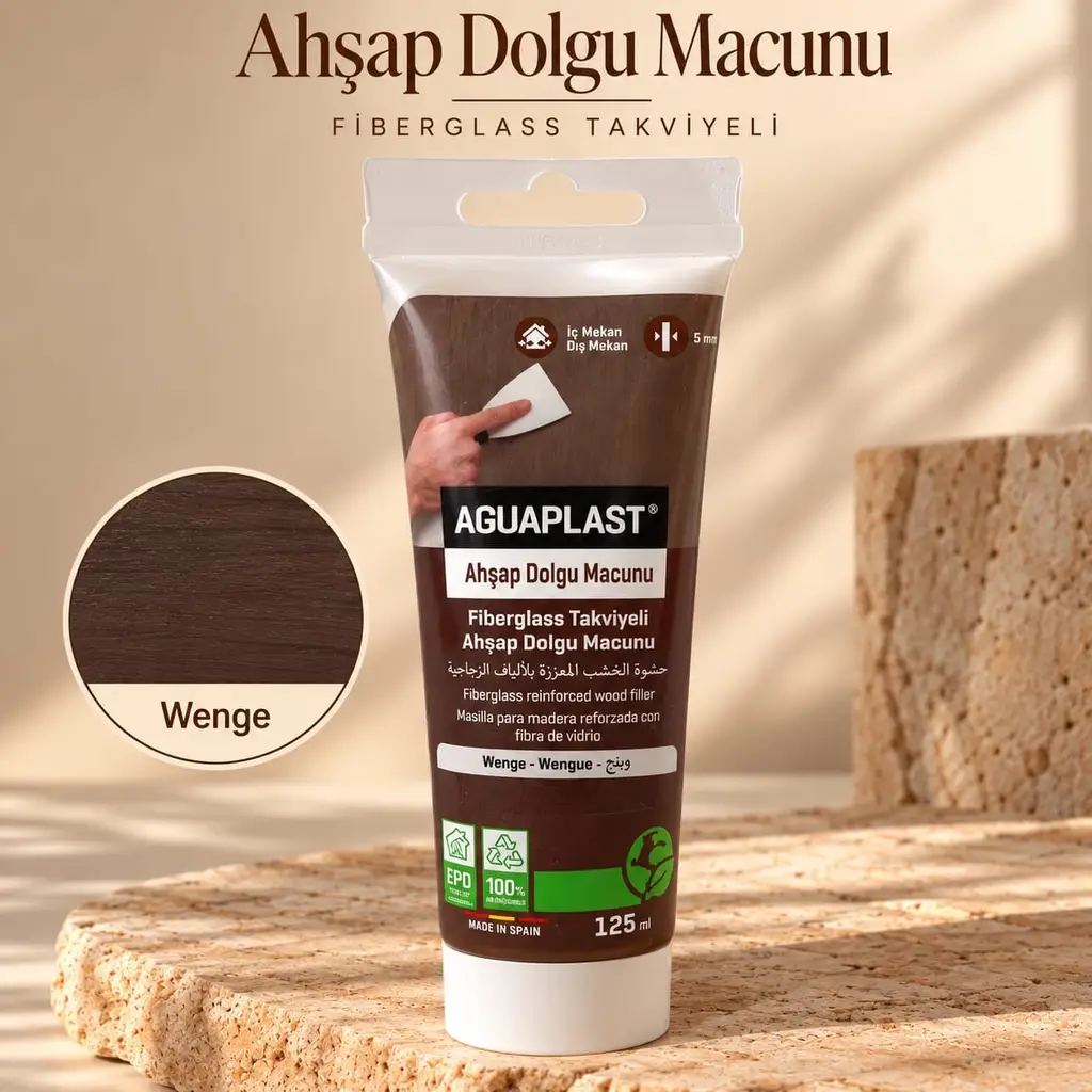 Ahşap Tamir Macunu WENGE Parke Mobilya Masa Dolgu Çatlak Çizik Giderici Fiberglas 125 ML