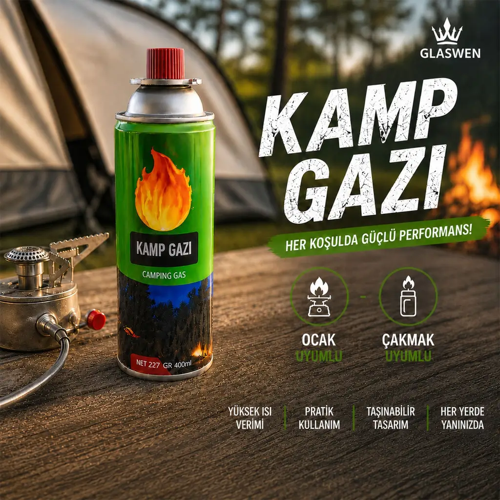 1 Adet Kamp Gazı Gaz Tüpü Portatif Ocak Kartuşu Tek kullanımlık Pürmüz 400 ml 227 gr 