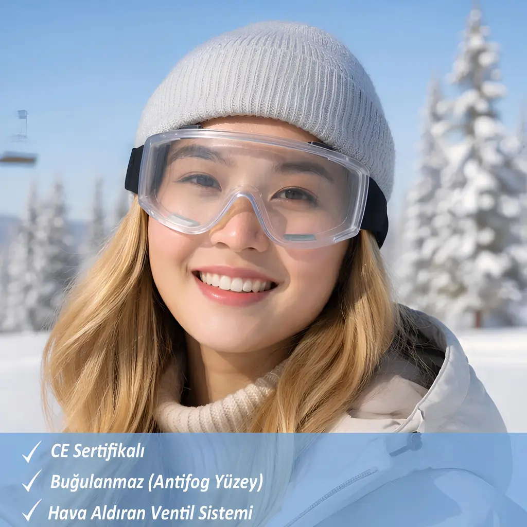 Kayak Gözlüğü Şeffaf Ventilli Güneş Kar Koruyucu Gözlük UV Korumalı Snowboard Glasses Gözlük